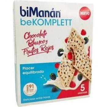 Bimanán Bekomplett Barritas Chocolate Blanco y Frutos Rojos 5 Unidades