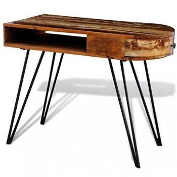 vidaXL Reclaimed Solid Wood Desk with Iron Pin Legs