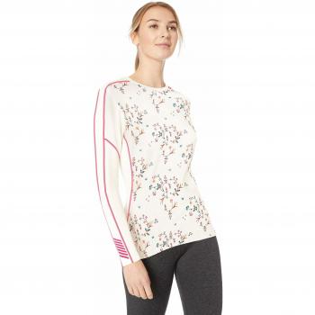 Helly Hansen W HH LIFA Merino Graphic Crew Sudadera, Mujer, 013 offwhite Scattered Flower, L