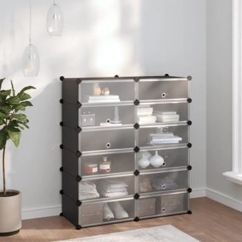 vidaXL Black Shoe Rack 94.5x36.5x106 cm PP