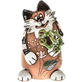 Ceramics World Art-030110 Hucha con forma de gato de rana con, hecho a mano