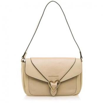 Bolso de hombro casual Halsey beige con cierre cremallera y detalle en dorado para mujer