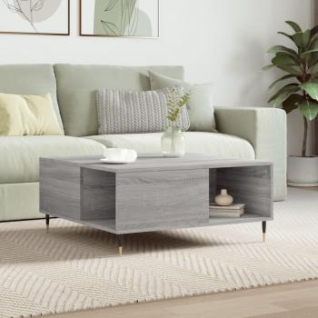 Mesa de centro madera contrachapada 80x80x36,5 cm en colores Blanco, Negro y Gris Sonoma - Mesita de Salón o Comedor o Auxiliar Mesa de Café