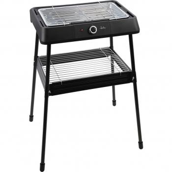 Jata JEBQ1001 Barbacoa Eléctrica 2200W con Patas, Superficie 400x240mm, Parrilla 2 Alturas, Termostato Regulable, Uso en Sobrem