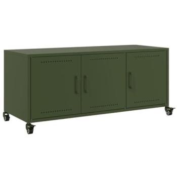 Mueble TV Multimedia Estante Buffet Televisor Oliva 100,5 x 39 x 43,5 cm Verde Acero