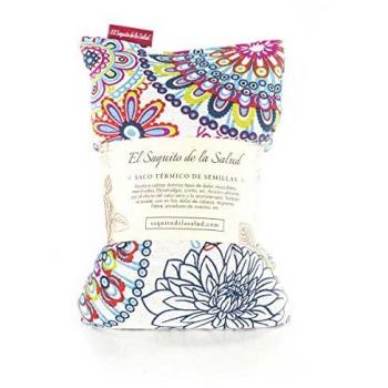 Saco Térmico de Semillas Aromatizado para Microondas con Aroma a Azahar, Lavanda o Romero - Alivio Natural del Estrés y Dolores Musculares, Diseño Seguro y Funda Lavable en Flores Multicolor