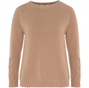 Max Mara Women's Camel Knit Sweater, Round Neck, Size S