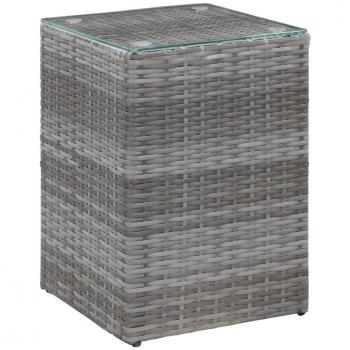 Mesa Auxiliar con Tablero de Vidrio Gris 35x35x52 cm Polyrattan
