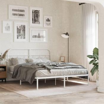 Cama solar con cabecero metal blanco 140x200 cm