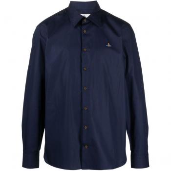 Vivienne Westwood Men's Logo Cotton Shirt in Blue | Size 46 | 2401000JW009QBSK410