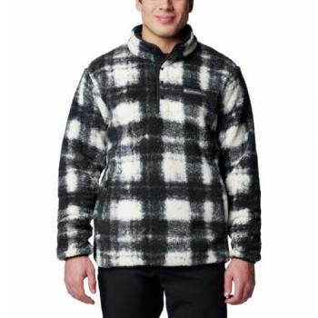 Forro polar Columbia Rugged Ridge Half Snap Fleece blanco negro - M, forro polar con media cremallera, diseño de medio botón, color blanco y negro, talla M