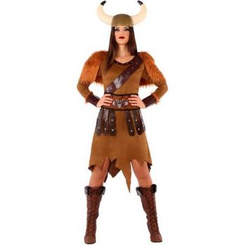 Disfraz de Vikinga Marrón para mujer