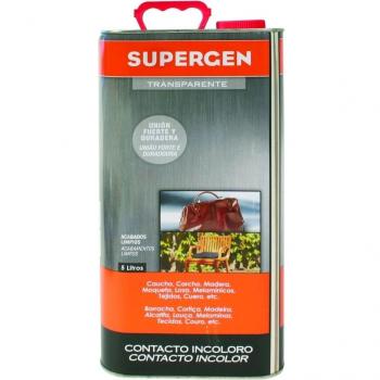 SUPERGEN Adhesivo contacto incoloro, lata cuadrada 5 L