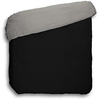 Play Basic Collection 104534.0 - Funda nórdica Lisa Reversible, 250 x 220 cm, Color Negro y Gris