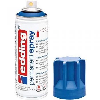 edding 5200 spray permanente - azul genciana - 200 ml - pintura acrílica para pintar y decorar vidrio, metal, madera, cerámica, plástico, lienzo - aerosol, spray acrílico, spray de pintura