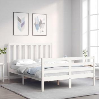 Cabecero de cama blanco de madera maciza 140x190 cm