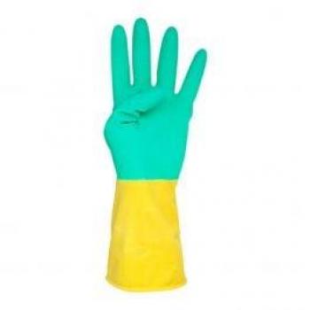 Guante de Goma Bicolor T-Extra Grande Reforzado de Latex Flocados Talla XL Par 153059