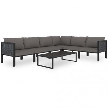 7-Piece Anthracite Poly Rattan Garden Lounge Set with Cushions