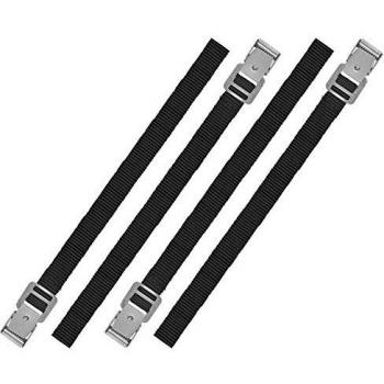 Juego de 4 correas de sujeción de poliéster negro con hebilla metálica, 18 mm x 400 mm