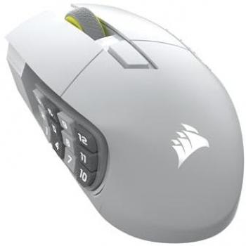 Ratón Corsair Scimitar Elite Wireless SE, Inalámbrico, 33.000 DPI, 16 Botones Programables, Key Slider RGB, Batería de 150h, Blanco