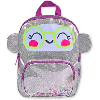 Mochila Infantil Robot Market Tuc Tuc - Diseño plateado con divertido robot y bolsillo frontal