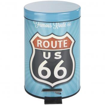 Wenko Vintage Route 66 Cubo con Pedal 3 L, Acero, Multicolor, 17x17x275 cm