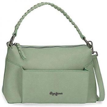 Pepe Jeans Braid Bolso Verde 27x19x12 cms Piel Sintética