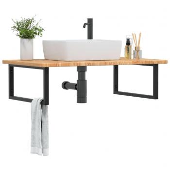 Estante de lavabo de pared de acero y madera maciza de roble Vidaxl 326708, estante flotante, diseño moderno, resistente y funcional