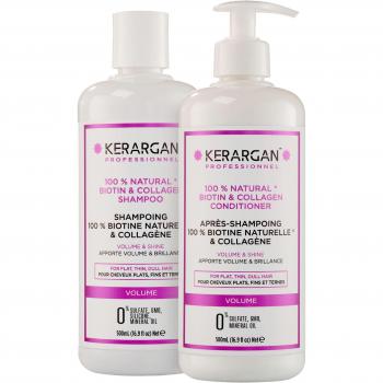 Kerargan - Champú y Acondicionador con Biotina y Colágeno - Fuerza y Brillo - Cabello Dañado - Sin Sulfatos, Parabenos ni Siliconas - 2x500 ml