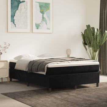 Cama box spring con colchón de muelles en terciopelo negro 140x190 cm