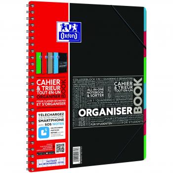 Cuaderno Espiral Oxford Organiserbook A4+ 160 Páginas Cuadros Grandes Cubierta de Polipropileno