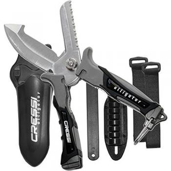Cressi Tijera Alligator 9 Cm Gris, Cuchillo-tijera para pesca, Adultos Unisex, Negro/Gris, 17,5 cm