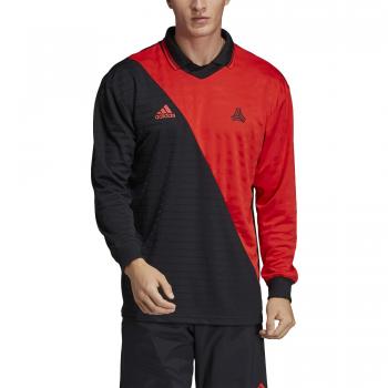 Adidas Tan ADV JSY LS Camiseta, Hombre, Rojo/Negro, L