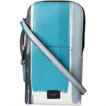 Dolce & Gabbana Blue Leather Men Purse Crossbody Sling Phone Bag