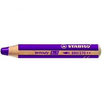 STABILO Woody 3-in-1 Colored Pencil, Watercolor and Wax Crayon - Purple, 1 Piece