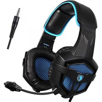 PS4 Auriculares Gaming, Sades SA807 Auriculares Estéreo con Micrófono Ajustable y Control de Volumen, diadema cerrados, Cascos Gamer Para PC/MAC/Laptop/PS4/XBOX ONE/Móvil