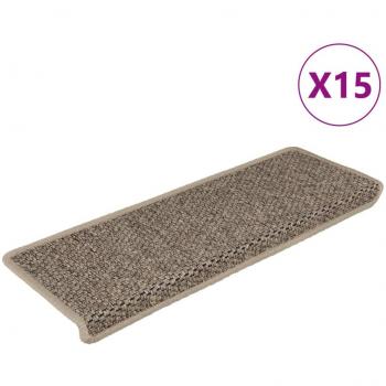 Alfombrilla Autoadhesiva de Escalera Sisal 15 uds Protector Color Antracita, Gris y Beige, Plateado - Vidaxl 65x21x4 cm