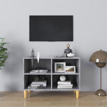 Mueble de TV con patas de madera maciza 69,5x30x50 cm en color gris hormigón