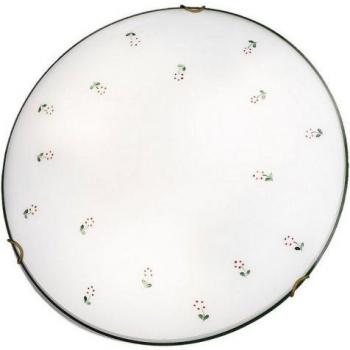 Plafón de cristal Moon Latón antiguo 3 bombillas 9cm, Lámpara de techo empotrada con diseño de vidrio estilo cabaña, latón antiguo, 3x E27