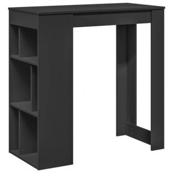 Mesa Bar con Estantes Madera Ingeniería Negro 102x50x103,5 cm