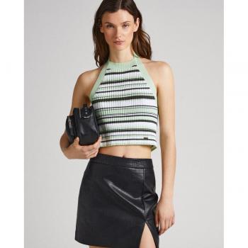 Top Daria verde Pepe Jeans - Elegante top halter de mujer con tirantes ajustables en tejido de punto