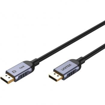 Cable DisplayPort 2.1 Unitek 8K@120Hz 1,5m Negro y Gris
