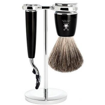 Set de Afeitado Mühle Rytmo con Brocha, Maquinilla Gillette Mach y Soporte en Resina Preciosa