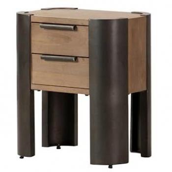 Mesita de Noche Adda Home de Madera y Metal Marrón Negro 48x35x56 cm