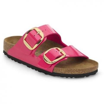Sandalias de Mujer Birkenstock Arizona Big Buckle Fucsia Patent con Base de Birko-Flor