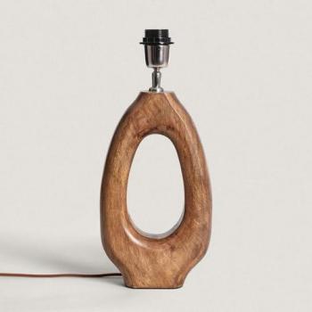 Base Lámpara de Mesa Madera Darshan Natural ILUZZIA Decoración Salón, Habitación, Dormitorio