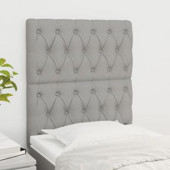 Cabeceros de tela gris claro (2 unidades) 80x7x78/88 cm