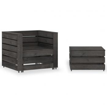 Muebles de jardín palets de 2 piezas madera de pino impregnada gris