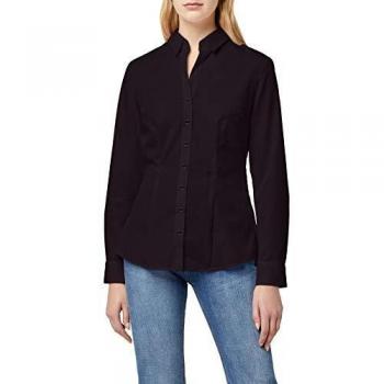 Blusa de mujer Seidensticker negra, 100% algodón, slim fit, sin escote, manga larga, talla 42
