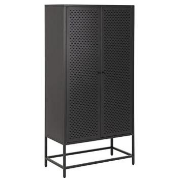 Vitrina Newcastle con 2 puertas de metal negro, medidas 80x160 cm